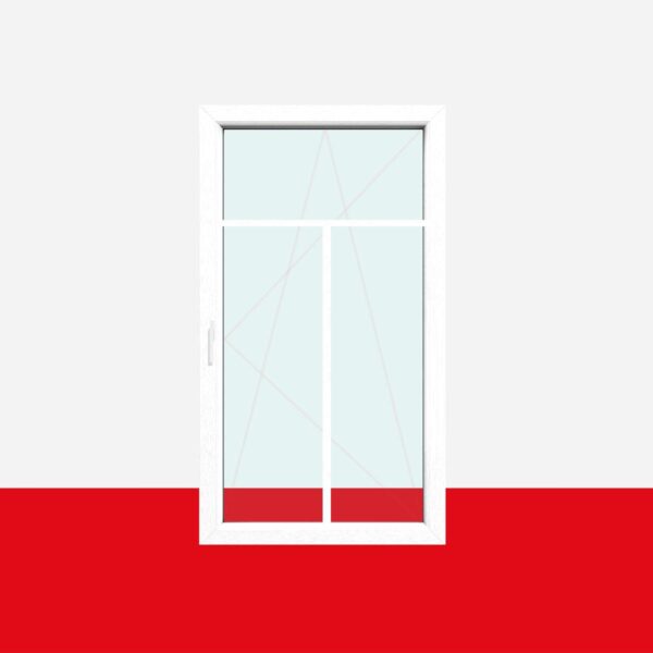 Sprossenfenster Typ 3 Felder Weiß 18mm T-Sprosse 1 flg Dreh-Kipp Kunststofffenster