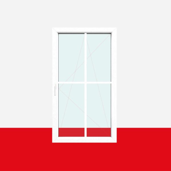 Kreuzsprossenfenster Typ 4 Felder Weiß 18mm Kreuzsprosse 1 flg. Dreh-Kipp Fenster