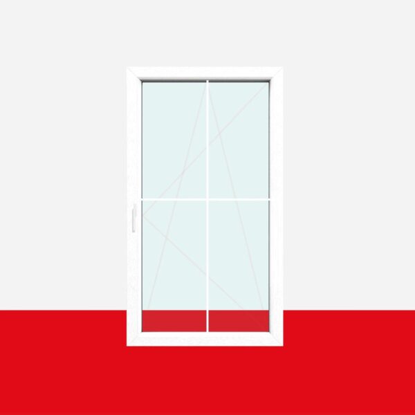 Kreuzsprossenfenster Typ 4 Felder Weiß 8mm Kreuzsprosse 1 flg. Dreh-Kipp Fenster