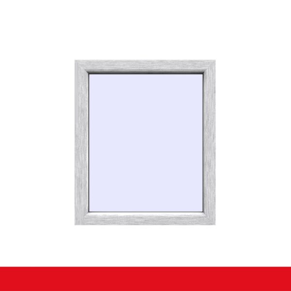 Festverglasung einflügeliges Fenster | Außen Aluminium gebürstet Innen Weiß