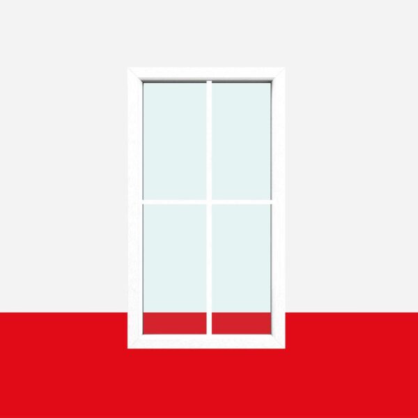 Sprossenfenster Typ 4 Felder Weiß - Festverglasung mit 18mm SZR Sprosse