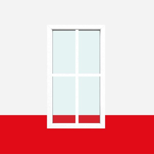 Sprossenfenster Typ 4 Felder Weiß - Festverglasung mit 26mm SZR Sprosse