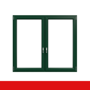 2-flügliges Kunststofffenster Moosgrün (Innen und Außen) Dreh-Kipp / Dreh-Kipp mit Pfosten