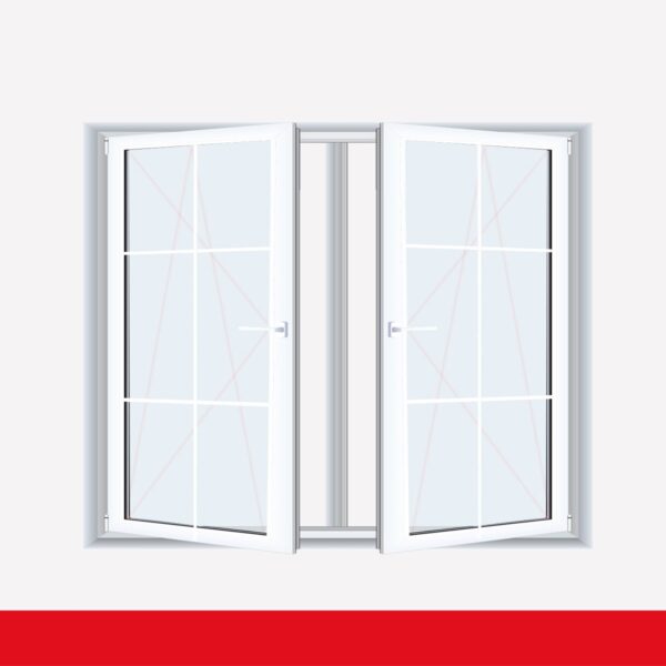 Sprossenfenster Typ 6 Felder Weiß 2 flg. DK-DK Kunststofffenster 8mm SZR Sprosse