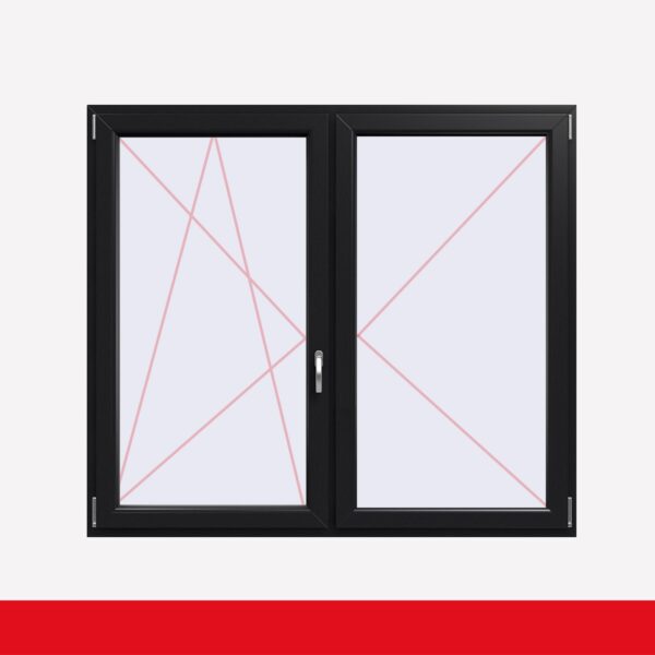 Stulpfenster Anthrazitgrau  beidseitig 2 flg. D/DK Kunststofffenster mit Stulp