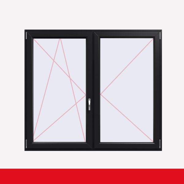 Stulpfenster Anthrazitgrau Glatt beidseitig 2 flg. D/DK Kunststofffenster mit Stulp