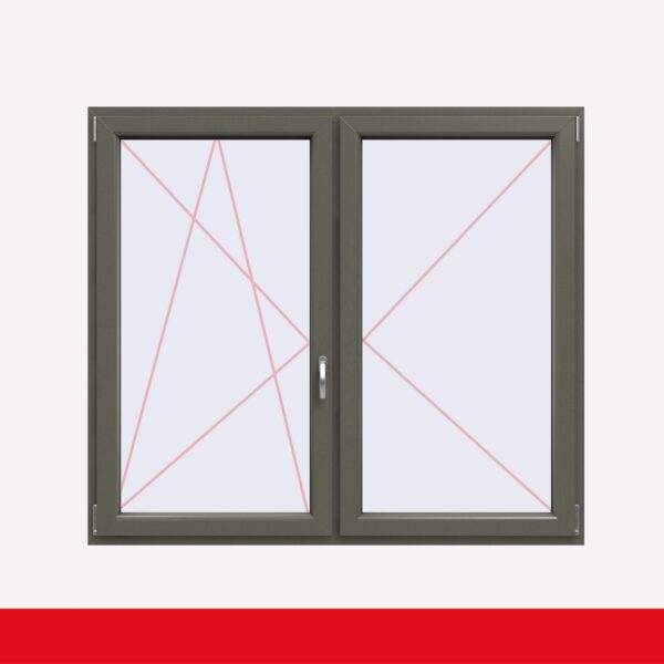 Stulpfenster Basaltgrau Glatt beidseitig 2 flg. D/DK Kunststofffenster mit Stulp