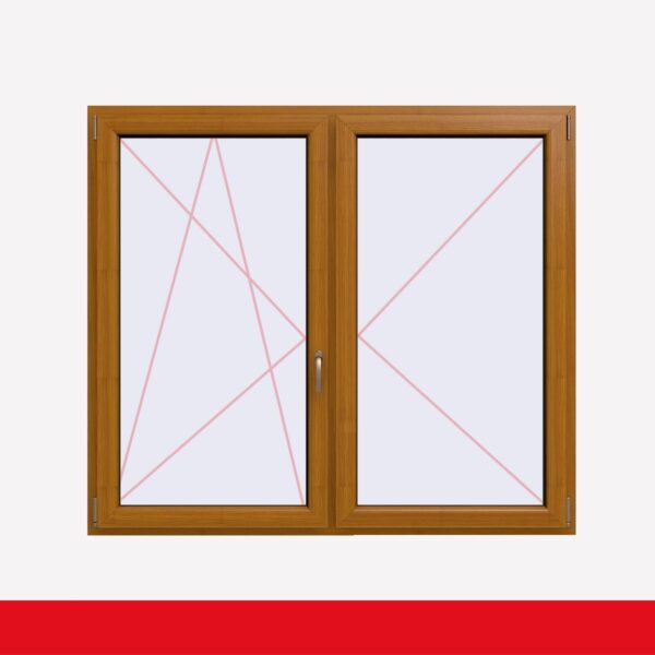 Stulpfenster Bergkiefer beidseitig 2 flg. D/DK Kunststofffenster mit Stulp
