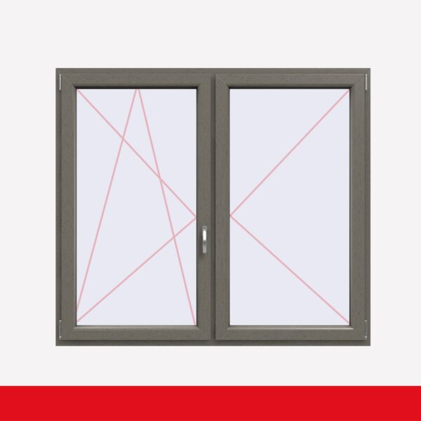 Stulpfenster Betongrau beidseitig 2 flg. D/DK Kunststofffenster mit Stulp