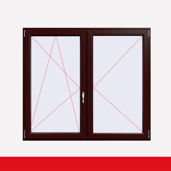 Stulpfenster Braun Maron beidseitig 2 flg. D/DK Kunststofffenster mit Stulp