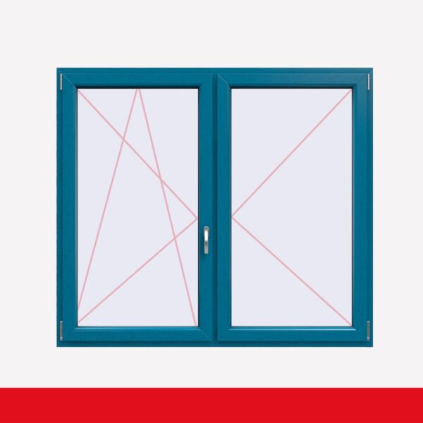 Stulpfenster Brillantblau beidseitig 2 flg. D/DK Kunststofffenster mit Stulp