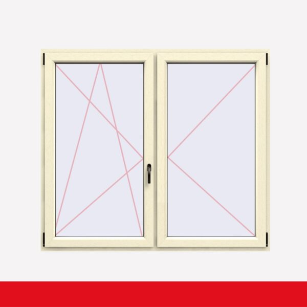 Stulpfenster Cremeweiss beidseitig 2 flg. D/DK Kunststofffenster mit Stulp