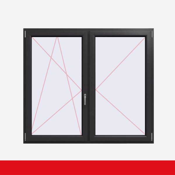 Stulpfenster Crown Platin beidseitig 2 flg. D/DK Kunststofffenster mit Stulp