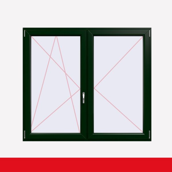 Stulpfenster Dunkelgrün beidseitig 2 flg. D/DK Kunststofffenster mit Stulp