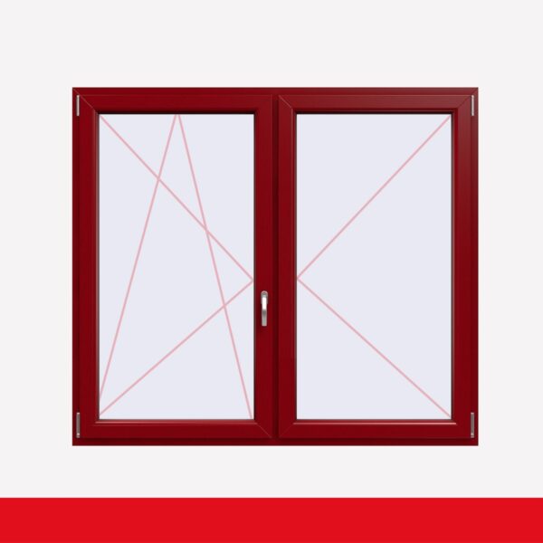 Stulpfenster Dunkelrot beidseitig 2 flg. D/DK Kunststofffenster mit Stulp