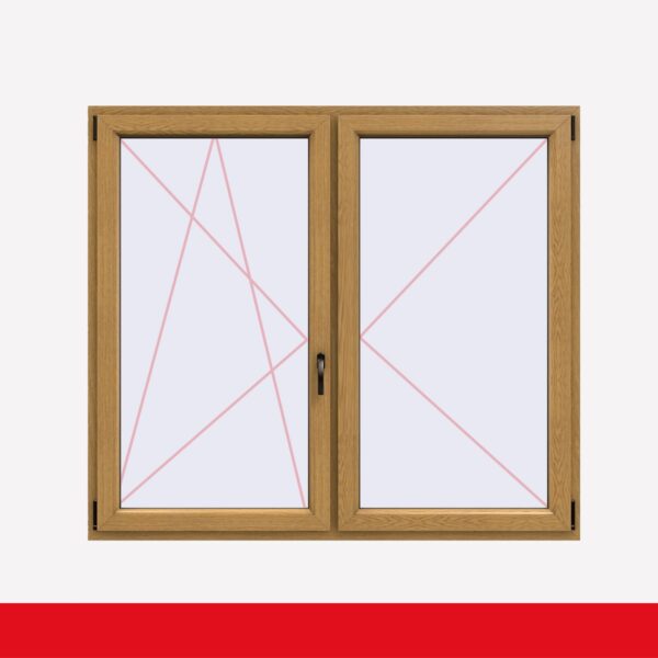 Stulpfenster Eiche Natur beidseitig 2 flg. D/DK Kunststofffenster mit Stulp
