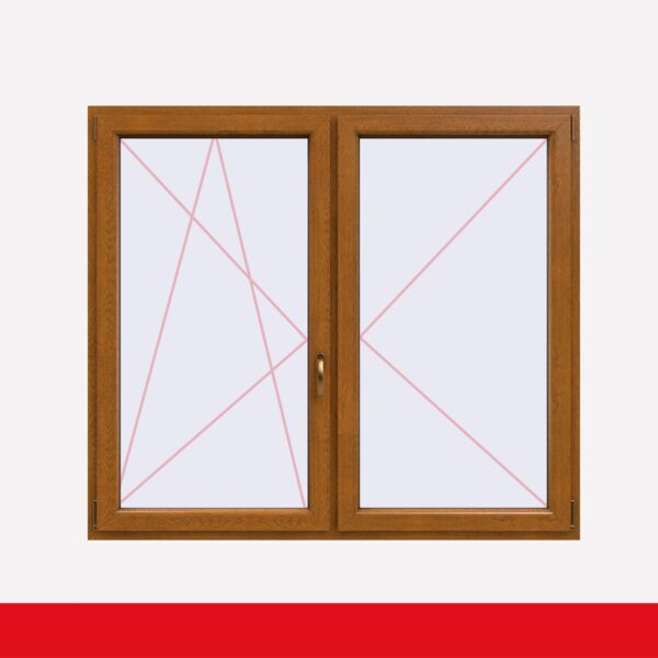 Stulpfenster Golden Oak beidseitig 2 flg. D/DK Kunststofffenster mit Stulp