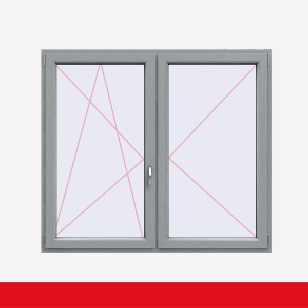 Stulpfenster Grau beidseitig 2 flg. D/DK Kunststofffenster mit Stulp