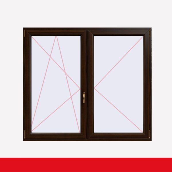 Stulpfenster Mahagoni beidseitig 2 flg. D/DK Kunststofffenster mit Stulp