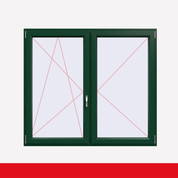 Stulpfenster Moosgrün beidseitig 2 flg. D/DK Kunststofffenster mit Stulp