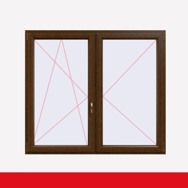Stulpfenster Nussbaum beidseitig 2 flg. D/DK Kunststofffenster mit Stulp
