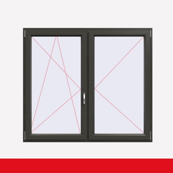 Stulpfenster Quarzgrau beidseitig 2 flg. D/DK Kunststofffenster mit Stulp