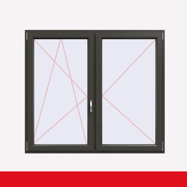 Stulpfenster Quarzgrau Glatt beidseitig 2 flg. D/DK Kunststofffenster mit Stulp