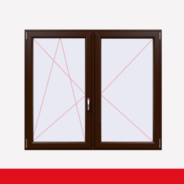 Stulpfenster Schokobraun beidseitig 2 flg. D/DK Kunststofffenster mit Stulp