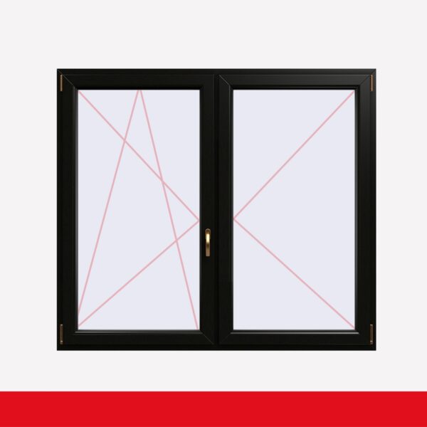 Stulpfenster Schwarzbraun beidseitig 2 flg. D/DK Kunststofffenster mit Stulp