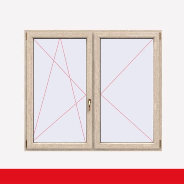 Stulpfenster Sheffield Oak Light beidseitig 2 flg. D/DK Kunststofffenster mit Stulp