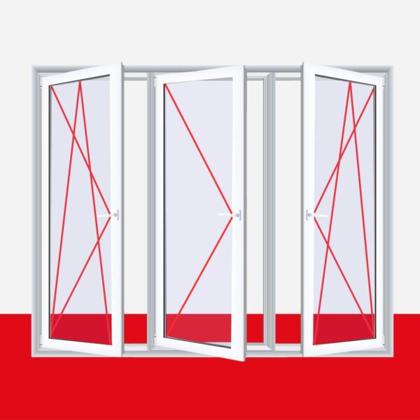 Fenster Streifen Weiß 3 flg. Dreh-Kipp/Dreh/Dreh-Kipp Kunststofffenster