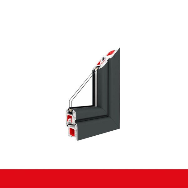 Kunststofffenster Badfenster Ornament Silvit Schiefergrau Glatt