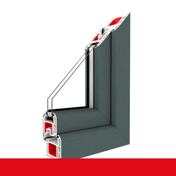 Kunststofffenster Badfenster Ornament Milchglas Basaltgrau
