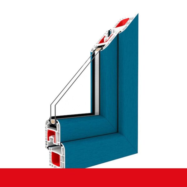3-flügliges Kunststofffenster DKL/Fest/DKR Brillantblau