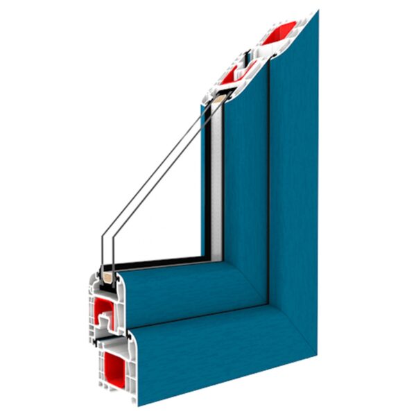 2-flügliges Kunststofffenster Brillantblau DL/DKR o. DKL/DR mit Stulp