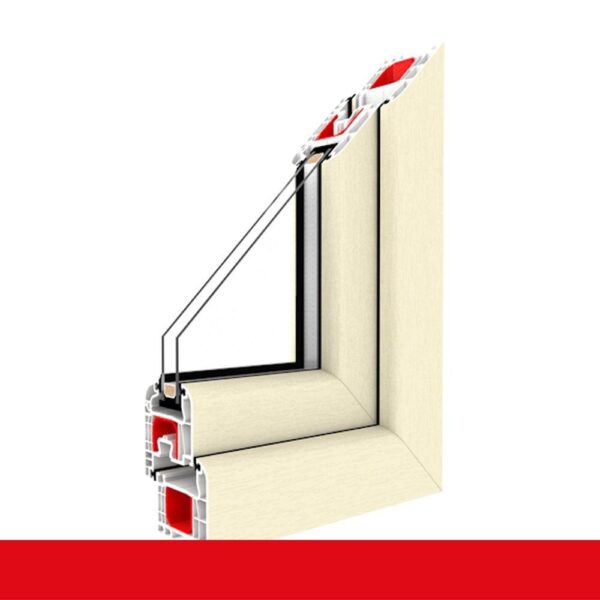 3-flügliges Kunststofffenster DKL/Fest/DKR Cremeweiß