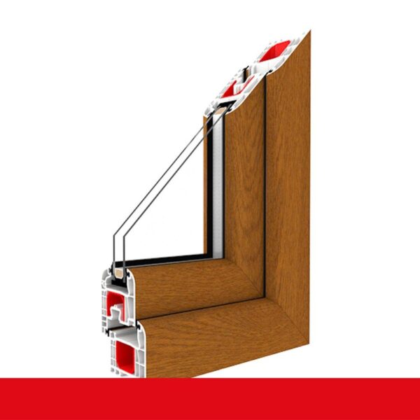 Kunststofffenster Badfenster Ornament Milchglas Golden Oak