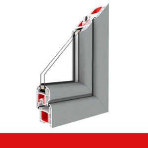 2-flüglige Balkontür Kunststoff Pfosten Grau