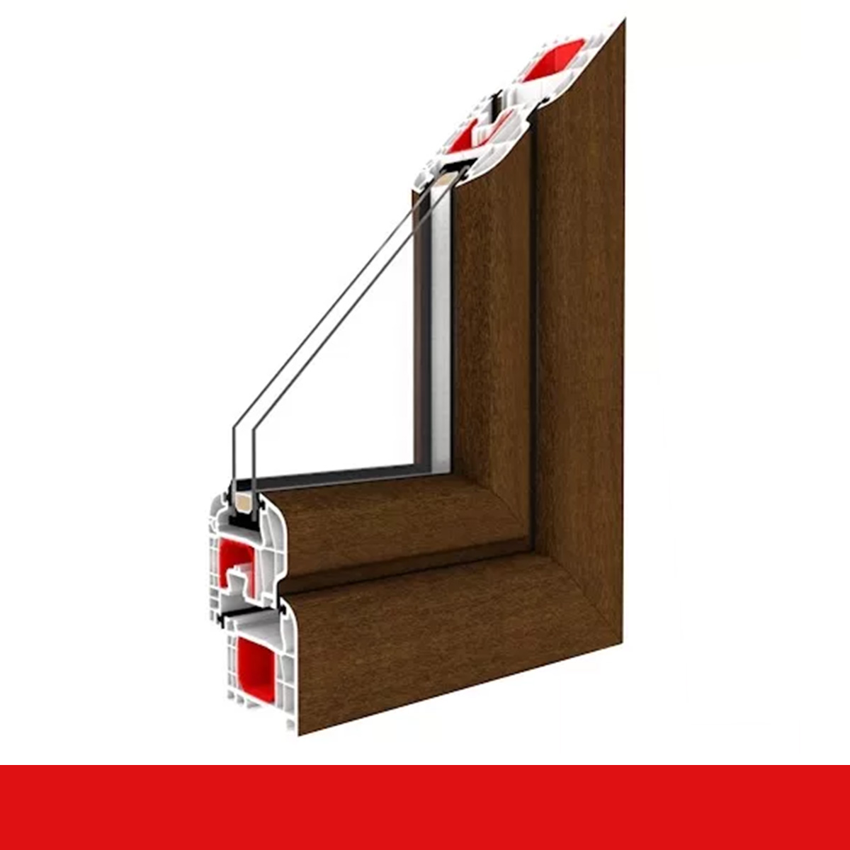 Kunststofffenster Badfenster Ornament Streifen Nussbaum