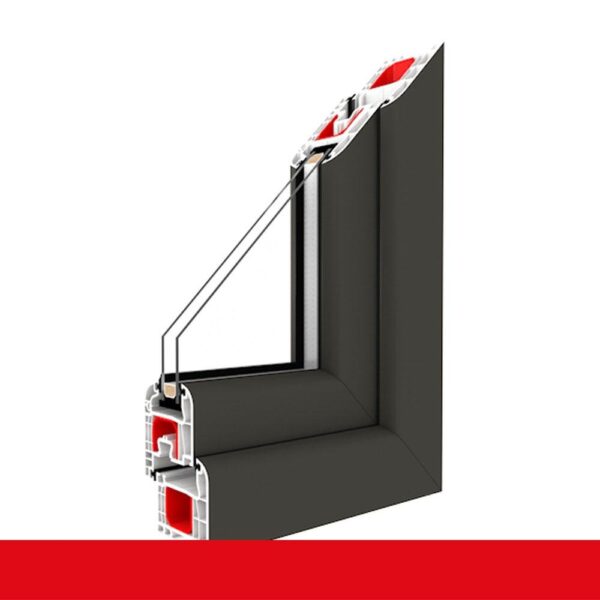 Kellerfenster Quarzgrau Glatt 4 Sicherheitspilzzapfen abschließbarer Griff / Dreh/Kipp