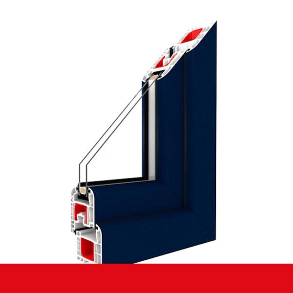 Kunststofffenster Badfenster Ornament Streifen Stahlblau