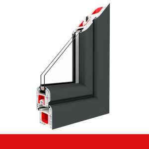 Balkonfenster Schiefergrau Glatt - 2-fach / 3-fach Festverglasung Balkon Fenster Fest