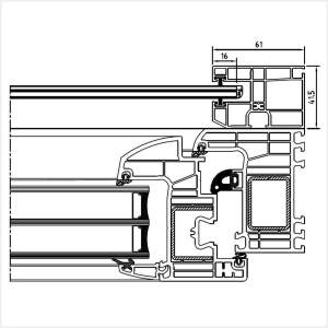 Fenstermaxx24 – Einseitige Fuehrungsschiene fuer Aufsatzrollladen am Iglo Energy Profil