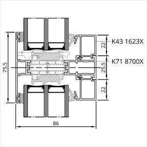 Fenstermaxx24 – MB 86 SI Glasteilende Kaempfer Sprosse 755 mm
