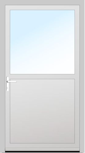 Aluplast PVC Nebeneingangstür 1200 x 2300 (Gesamt mit Zusätzen: B 7600 x H 2800) Innen: Weiss (ohne Dekorfarbe) Aussen: Weiss (ohne Dekorfarbe)
