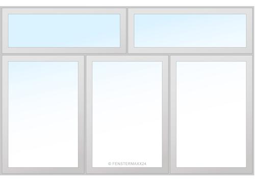 Gealan PVC-ALU Fenster 1800 x 600 (Gesamt mit Zusätzen: B 1800 x H 1640 inkl. Rollladen ) Innen: Quarzgrau RAL 7039* (Standard) Aussen: RAL 9016 (Verkehrsweiß)