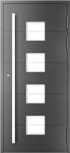 Drutex ALU AktionsHaustür 900 x 2000 (Gesamt mit Zusätzen: B 900 x H 2000) Innen: Anthrazitgrau - RAL 7016 Aussen: Anthrazitgrau - RAL 7016