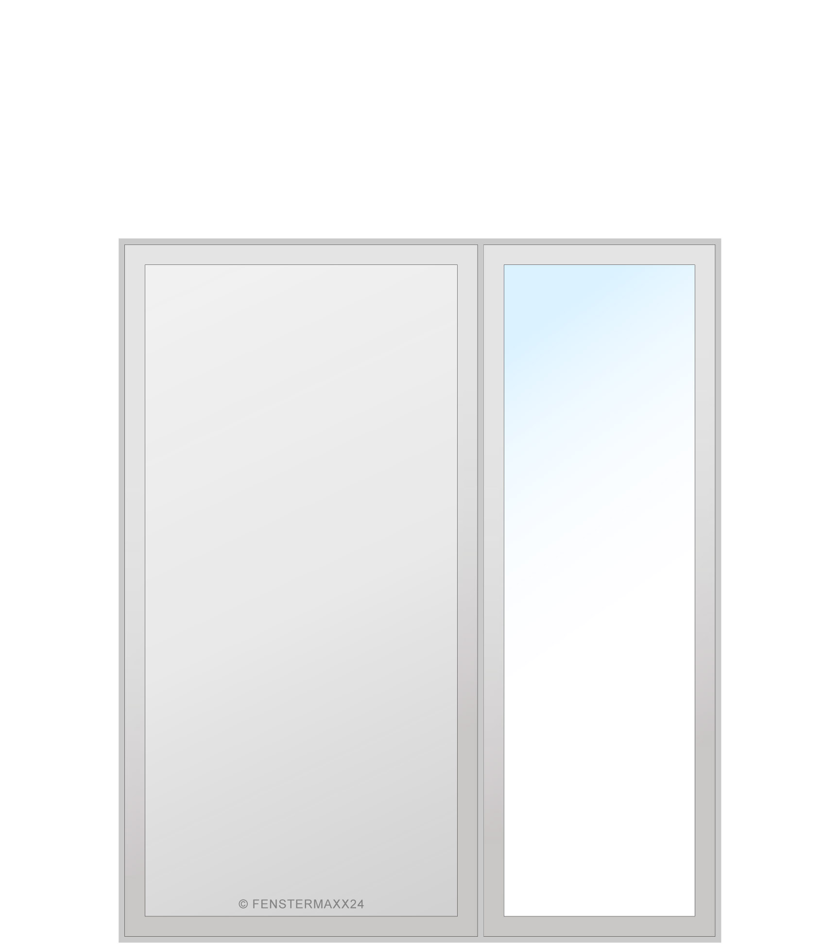 Drutex PVC Nebentür 1200 x 2200 (Gesamt mit Zusätzen: B 1580 x H 2200) Innen: Weiss (ohne Dekorfarbe) Aussen: Weiss (ohne Dekorfarbe)