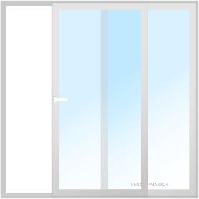 Drutex ALU Schiebefenster 2200 x 1100 (Gesamt mit Zusätzen: B 2200 x H 1100) Innen: Weißaluminium - RAL 9006 Matt Aussen: Weißaluminium - RAL 9006 Matt