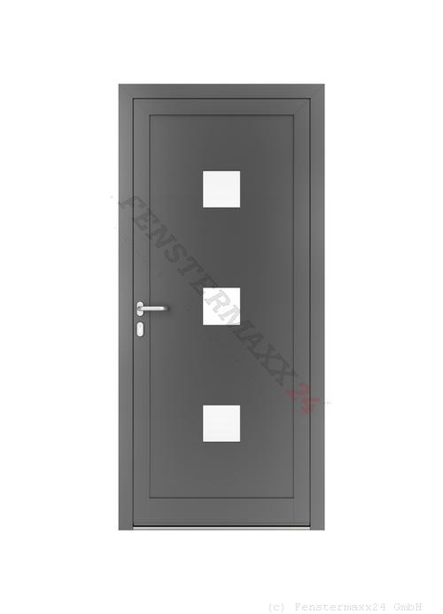 Drutex ALU Haustür 800 x 1900 (Gesamt mit Zusätzen: B 800 x H 1900) Innen: Verkehrsweiß - RAL 9016 Matt Aussen: Graubraun - RAL 8019 Matt